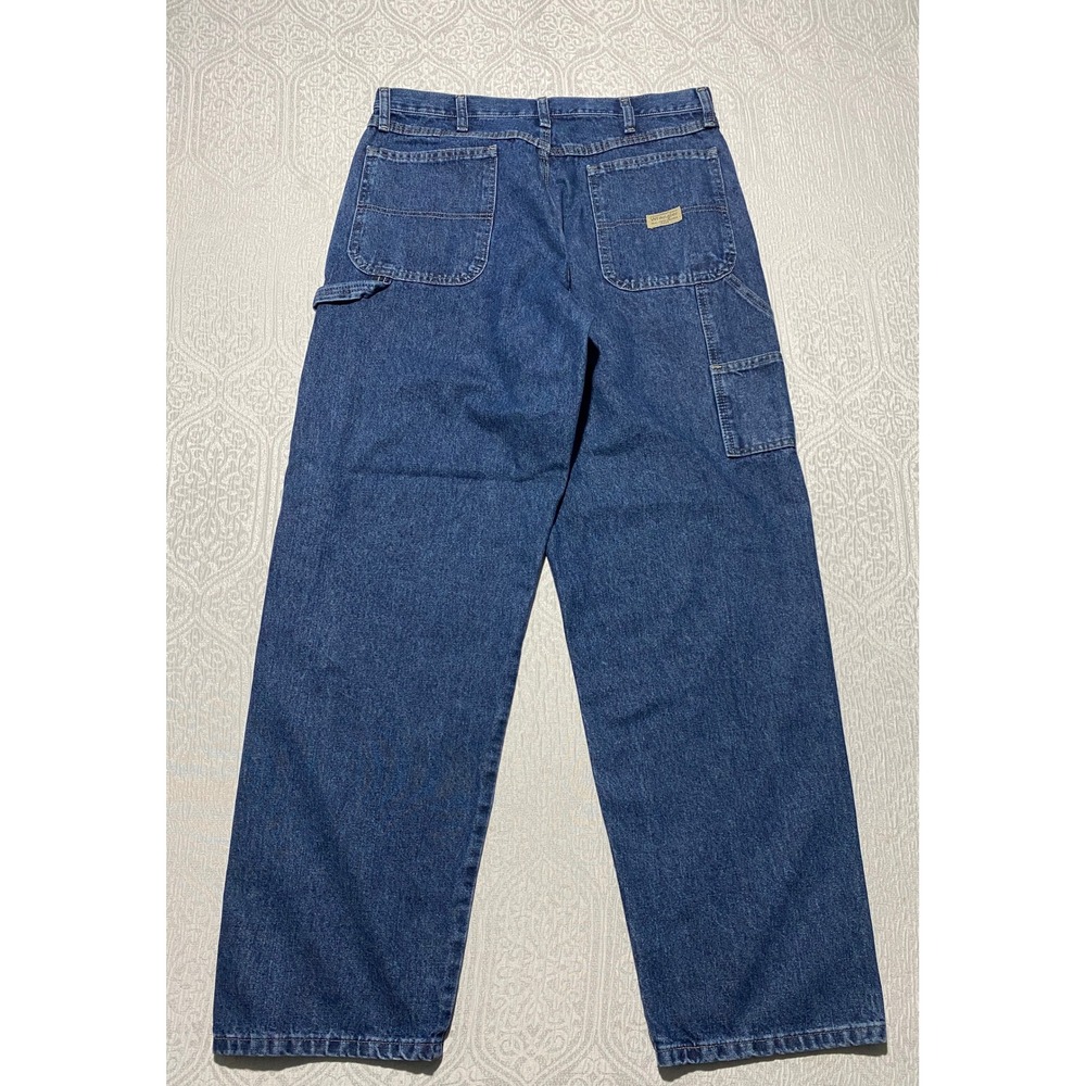 Wrangler Carpenter Jeans Mens 34x33 Dark Wash Blue Denim Relaxed Fit 94LSWDV